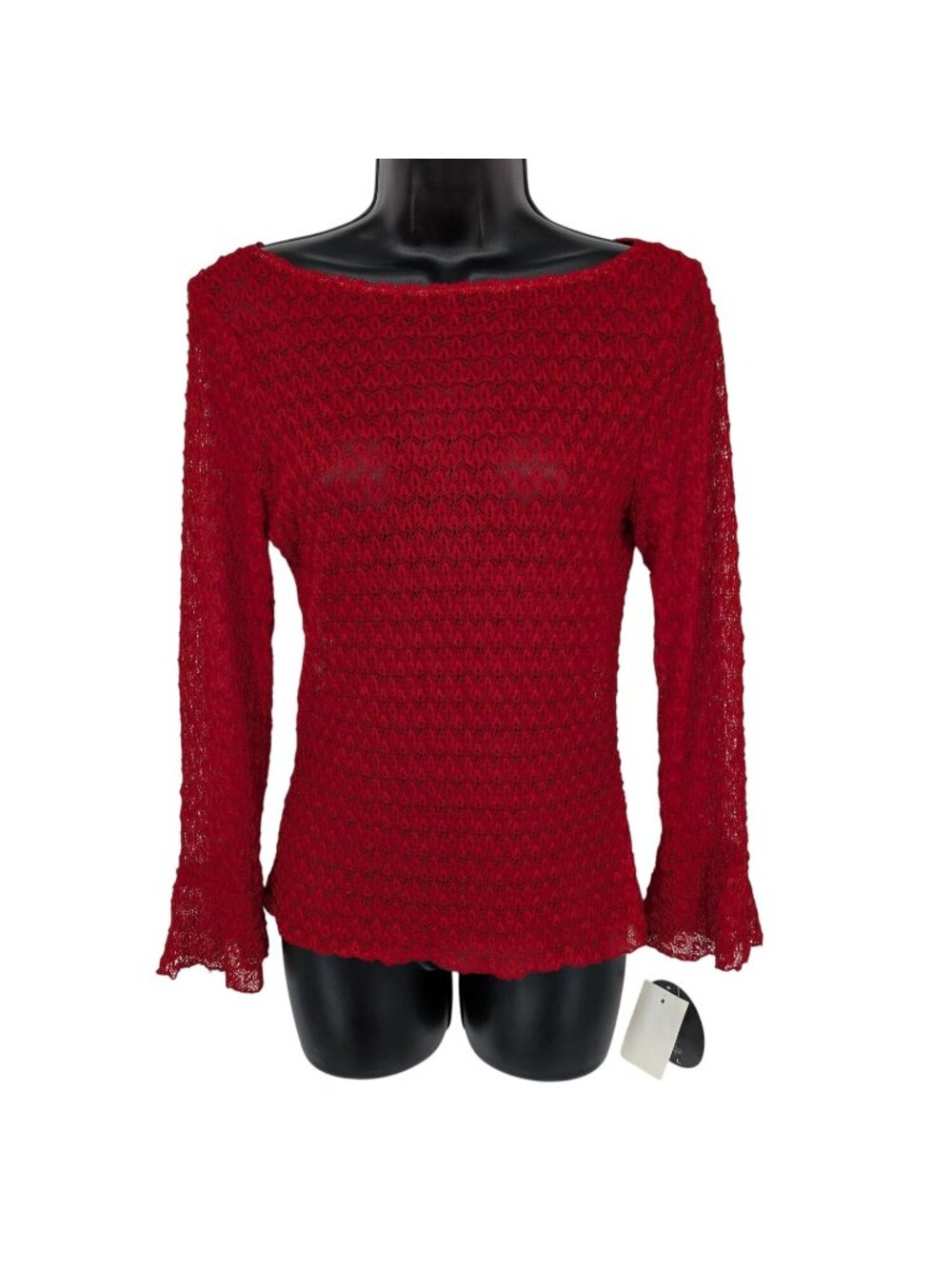 Vtg‎ My Michelle Lace Knit Crochet Top Bell Sleeve Y2K Indie Sleaze USA Large